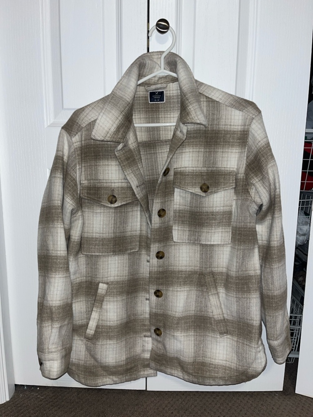 Denver Hayes Plaid Shirt Jacket - Taupe & Cream